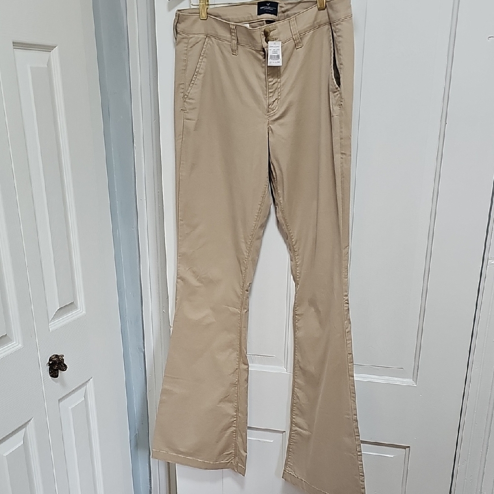 American Eagle Outfitters Beige Stitch Pants Artist Fit 14 X-Long